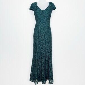 Alex‎ Evenings Dress Womens 4 Green Embellished Maxi Gown Formal Feminine Event